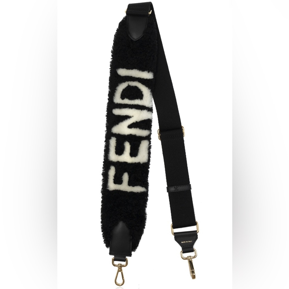 Fendi Black and White Shoulder Strap sheepskin teddy